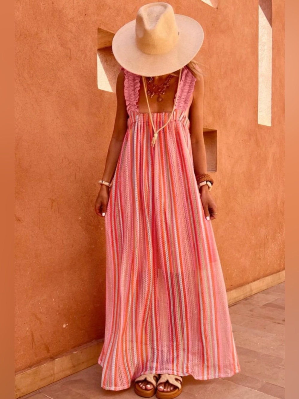 XoXo Pink Striped Maxi Sundress ✨